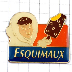 ピンバッジ・エスキモー子どもとアイスお菓子イヌイット毛皮 ESQUIMAUX GERVAIS