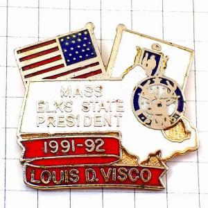 ピンバッジ・鹿エルクス慈善保護会 ELKS-LODGE MASSACHUSETTS STATE-PRESIDENT USA