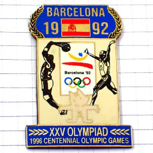 ピンバッジ・バルセロナ五輪1992年オリンピック犬コビ国旗スペイン選手 COBI BARCELONA-1992 SPAIN