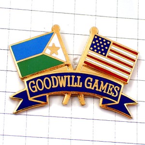 ピンバッジ・ジブチ国旗アメリカ星条旗/USAグッドウィルゲームズ試合  USA GOODWILL-GAMES