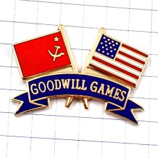 ピンバッジ・ソ連/ロシアUSA国旗アメリカ星条旗グッドウィルゲームズ試合 USSR CCCP USA GOODWILL-GAMES