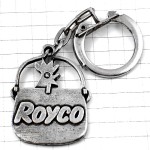 キーホルダー・ニワトリ雄鶏ロイコ粉末スープの会社シルバー銀色 ROYCO