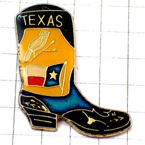 ピンバッジ・テキサス州の小鳥と州旗ウエスタンブーツ長靴アメリカ/USA米国 TEXAS FLAG BOOTS USA