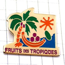 ピンバッジ・ヤシの木バナナ赤い太陽トロピカルフルーツ果物 FRUITS-DES-TROPIQUES