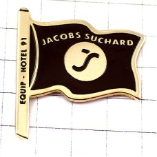 ピンバッジ・スシャＪ黒い旗チョコレート会社 JACOB-SUCHARD FLAG SUCHARD