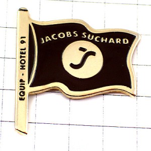 ピンバッジ・スシャＪ黒い旗チョコレート会社 JACOB-SUCHARD FLAG SUCHARD