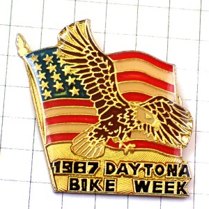 ピンバッジ・デイトナ鷲イーグル車バイクレース国旗アメリカ星条旗 DAYTONA INTERNATIONAL SPEEDWAY USA