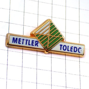 ピンバッジ・線の入った正方形グリーン緑と白 METTLER TOLEDO