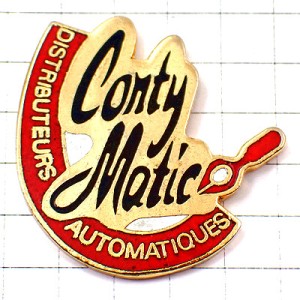 ピンバッジ・赤いペン文具カフェ珈琲コーヒー CONTY COFFEE- MACHINE DISTRIBUTEURS