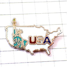 ピンバッジ・自由の女神アメリカ合衆国の地図/USA米国