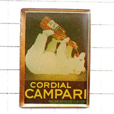 ピンバッジ・カンパリ酒カクテル白熊シロクマがぶ飲み瓶 CAMPARI ITALIA