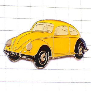 ピンバッジ・ワーゲン車ビートル黄色オールドカー VW-BEETLE VW VOLKSWAGEN GERMANY