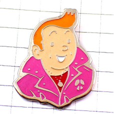 ピンバッジ・タンタンの冒険主人公BD漫画ピンク色のトレンチコート TINTIN HERGE