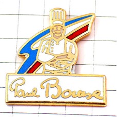 ピンバッジ・ポールボキューズ伝説の料理人シェフ３色トリコロール青白赤 PAUL-BOCUSE