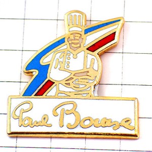 ピンバッジ・ポールボキューズ伝説の料理人シェフ３色トリコロール青白赤 PAUL-BOCUSE