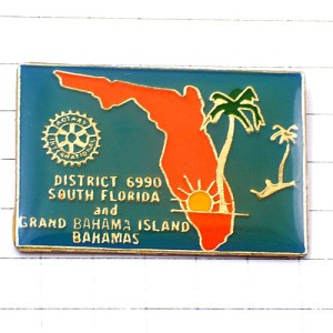 ピンバッジ・フロリダ州とバハマ島ロータリークラブ歯車/USAアメリカ米国 ROTARY FLORIDA BAHAMAS