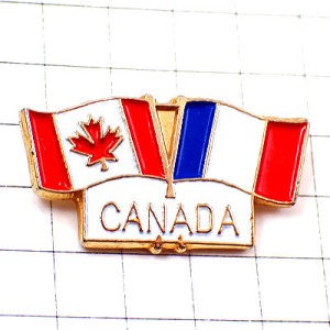 ピンバッジ・カナダとフランスの国旗トリコロール楓 CANADA FRANCE FLAG