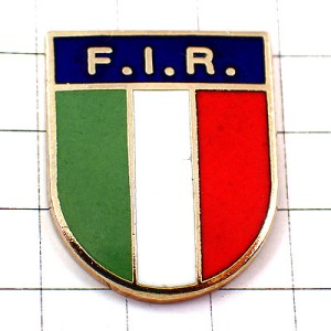 ピンバッジ・ラグビー紋章イタリア国旗色 FEDERAZIONE-ITALIANA-RUGBY