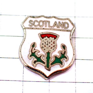 ピンバッジ・アザミ緑の葉スコットランド紋章 SCOTLAND THISTLE