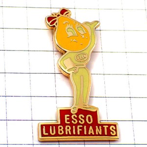 ピンバッジ・エッソガール赤いリボンのオイルの滴エッソ石油 ESSO-GIRL LUBRIFIANTS ESSO EXXONMOBIL USA