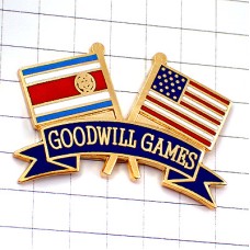 ピンバッジ・ガボン国旗アメリカ星条旗/USAグッドウィルゲームズ試合 GABON USA GOODWILL-GAMES