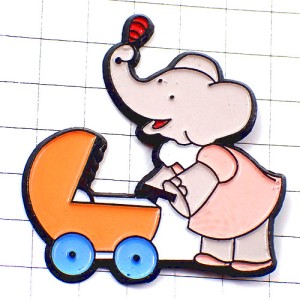 ピンバッジ・ぞうのババール象キャラクター乳母車 BABAR