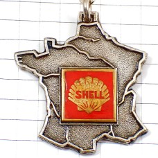 キーホルダー・シェル石油シルバー銀色のフランスと金色の二枚貝 SHELL SHELL-QUE-J-AIME FRANCE ENGLAND