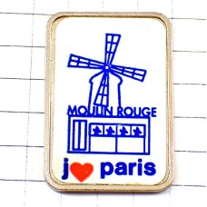 ピンバッジ・ムーランルージュ赤い風車キャバレー店アイラブ赤いハートPARIS パリ大好き LE-MOULIN-ROUGE PARIS