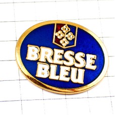 ピンバッジ・ブルーチーズ青ラベル楕円 BRESSE-BLEU FRANCE