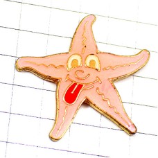 ピンバッジ・ヒトデ舌を出す海星ピンク色あっかんべー STARFISH SMILEY