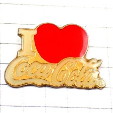 ピンバッジ・アイラブ大好きコカコーラ赤いハート型 I-LOVE-COCA-COLA