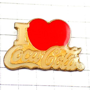 ピンバッジ・アイラブ大好きコカコーラ赤いハート型 I-LOVE-COCA-COLA