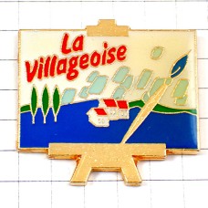 ピンバッジ・村の絵キャンパス絵筆 LA-VILLAGEOISE TABLEAU FRANCE