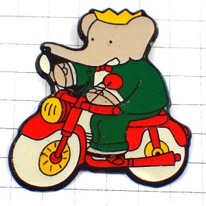 ピンバッジ・ぞうのババール象バイク二輪オートバイ BABAR BIKER