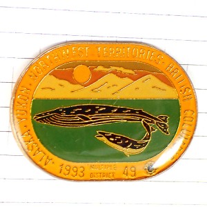 ピンバッジ・クジラの親子ライオンズクラブＬ LIONS-CLUB ALASKA YUKON USA CANADA