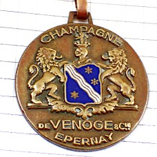 キーホルダー・シャンパーニュ葡萄酒ドゥヴノージュ紋章ライオン２頭シャンパン CHAMPAGNE-DE-VENOGE EPERNAY FRANCE