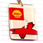 キーホルダー・シェル石油レースカー赤い車サヴィニャック画 SHELL ENGLAND