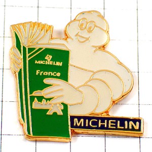 ピンバッジ・パリのガイドブックを持つビバンダムくんミシュラン MICHELIN GUIDE MAP BIBENDUM FRANCE