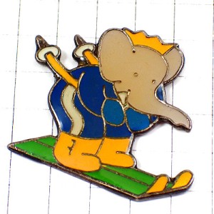 ピンバッジ・ぞうのババールのスキー象 BABAR SKIING