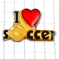 ピンバッジ・サッカー大好きハート球 I-LOVE-SOCCER