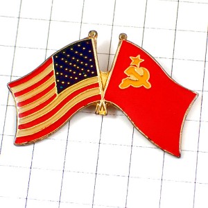 ピンバッジ・アメリカ星条旗/USAソ連時代ロシア国旗ソビエト連邦 USA USSR RUSSIA FLAG