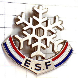 ブローチ・雪の結晶シルバー銀色スキー学校 ESF ECOLE-DU-SKI-FRANCAIS