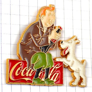 ピンバッジ・タンタンの冒険スノウィ犬ミールー広告コカコーラ漫画バンドデシネBD TINTIN MILOU