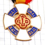 ブローチ・白い十字ベルギー国旗色のリボン BELGIUM FLAG CROIX NATIONAL-1975