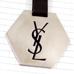 キーホルダー・イブサンローランＹＳＬ銀色シルバー六角形 YVES-SAINT-LAURENT FRANCE