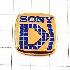 ピンバッジ・SONYソニー再生の矢印ブルー青と金色