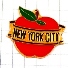 ピンバッジ・ニューヨーク市ビッグアップル林檎アメリカ/USA米国 APPLE NEW-YORK