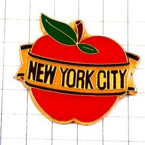 ピンバッジ・ニューヨーク市ビッグアップル林檎アメリカ/USA米国 APPLE NEW-YORK