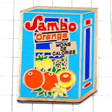 ピンバッジ・オレンジジュース果物カロリーオフ紙箱 SAMBO ORANGE FRANCE