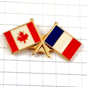 ピンバッジ・カナダとフランス交差する国旗 CANADA FRANCE FLAG